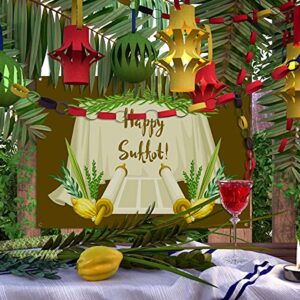 Pudodo Happy Sukkot Background Banner Sukkah Torah Jewish Holiday Festival Photography Wall Hanging Party Decoration