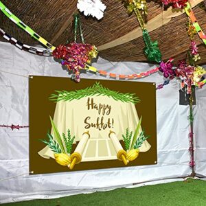 Pudodo Happy Sukkot Background Banner Sukkah Torah Jewish Holiday Festival Photography Wall Hanging Party Decoration