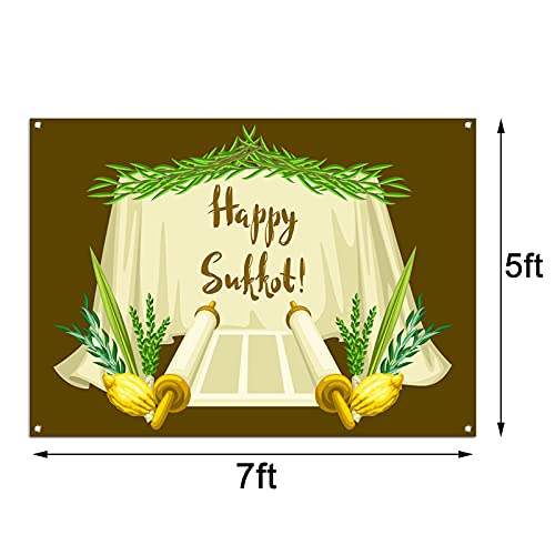 Pudodo Happy Sukkot Background Banner Sukkah Torah Jewish Holiday Festival Photography Wall Hanging Party Decoration