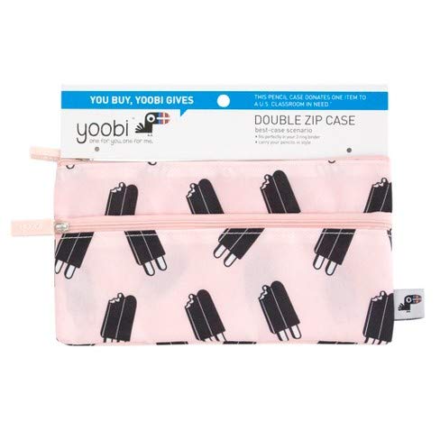 Yoobi 2-Zipper Pencil Case Pink with Ice Pops