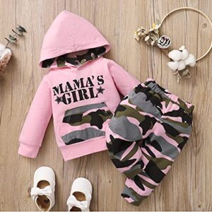 Toddler Boy Girl Camo Clothes Set Daddys Little Girl Ruffle Romper Top Hoodie+Camo Pants Clothing Set with Headband