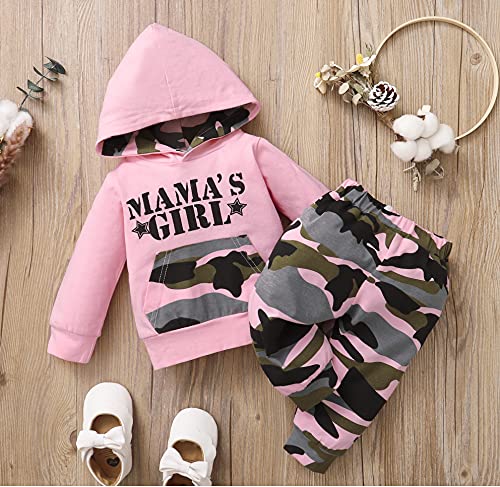 Toddler Boy Girl Camo Clothes Set Daddys Little Girl Ruffle Romper Top Hoodie+Camo Pants Clothing Set with Headband