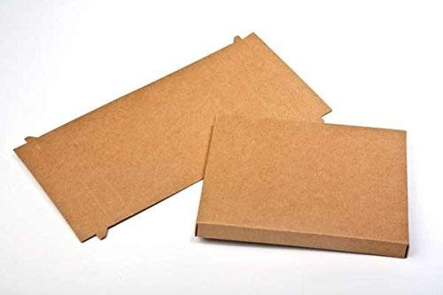 25 Kraft Paper Stationary Boxes w Clear Sleeves, 5 3/8" x 1" x 7 1/2" (A7)