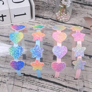 XIMA Glitter Heart Girls Headbands Rainbow Star Hariband for Children Girls Hair Accessories Pack of 8