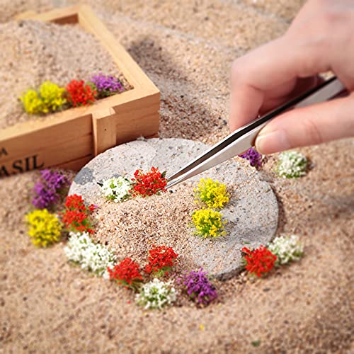 112 Pieces Bushy Tufts White Yellow Red Purple Flower Cluster Grass Tufts Kit Resin Wasteland Tuft Terrain Model Kit Static Scenery Model for Landscape Artificial Grass Modeling (Classic Style)