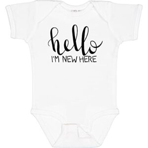 inktastic Hello, I'm New Here- Hand Drawn Type Baby Bodysuit Newborn 0020 White 2d407