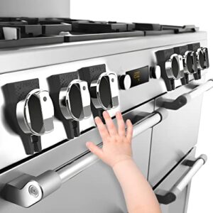 gas stove baby proof knobs locks (6 pack), aukfa child proofing oven knob lock – no tools needed(black)