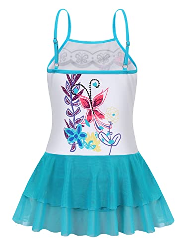 Jurebecia Girls Mirabel Swimsuit One Piece Bathing Suit Sleeveless Ruffle Tulle Swimwear Kids Magic Family Bikini Set for Role Play Dress up Princess Swim Suit Beach Swimming White 6/5-6Years