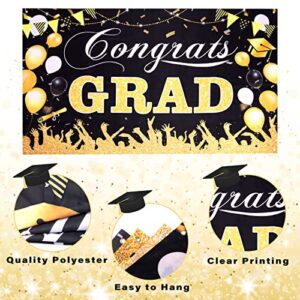 MOMOHOO Graduation Party Decorations 2022 - 47Pcs Class of 2022 Graduation Decorations, Graduation Congrats Grad Backdrop Banner/2022 Balloon/Black and Gold Confetti Balloon, Graduation Party Supplies