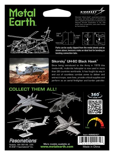 Metal Earth UH-60 Black Hawk Helicopter 3D Metal Model Kit Fascinations