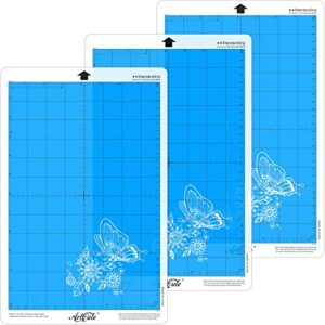 3 pack standard grip cutting mat 12 x 8 inch for silhouette portrait adhesive sticky replacement cut mats for scrapbooking die-cut machines (blue)