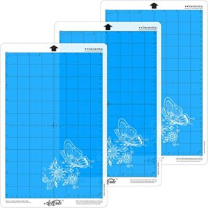 3 Pack Standard Grip Cutting Mat 12 x 8 Inch for Silhouette Portrait Adhesive Sticky Replacement Cut Mats for Scrapbooking Die-Cut Machines (Blue)