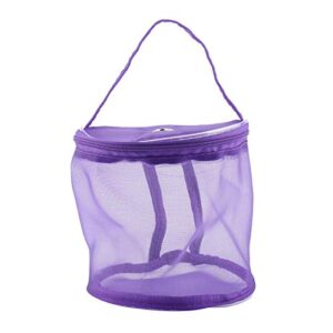 knitting bag for yarn storage, oxford cloth woven crocheting organizer holder hollow mesh cylinder crochet wool small accessories container tool (purple)