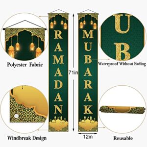 Ramadan Mubarak Porch Banner Iftar Islamic Mosque Muslim Religious Holiday Front Door Sign Wall Hanging Party Decoration