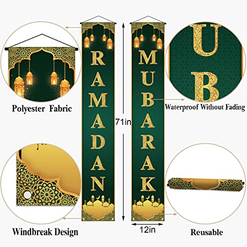 Ramadan Mubarak Porch Banner Iftar Islamic Mosque Muslim Religious Holiday Front Door Sign Wall Hanging Party Decoration