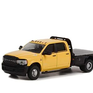 2020 Dodge Ram 3500 Tradesman Dually Flatbed, Yellow - Greenlight 46100F - 1/64 Scale Diecast Car