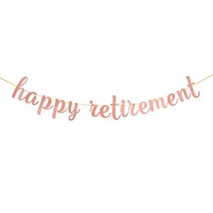 innoru glitter happy retirement banner – for farewell party bunting – leaving theme – finally retiring party bunting decoration rose gold