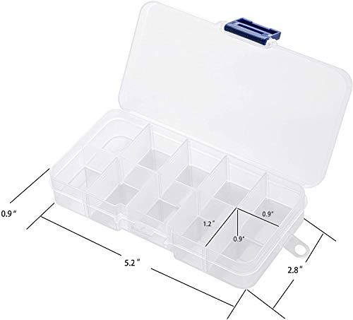 10 Grids Portable Plastic Organizer Container Storage Box,with Adjustable Grid (2 pcs)