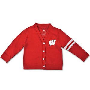 wisconsin badgers infant baby varsity cardigan sweater (12m) red