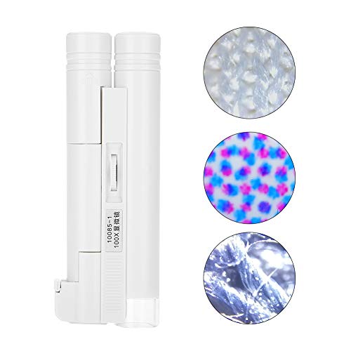 Jewelry Magnifier, 100X Zoom Microscope Double Tube Jewelry Magnifier Pocket Magnifying Glass with LED Light