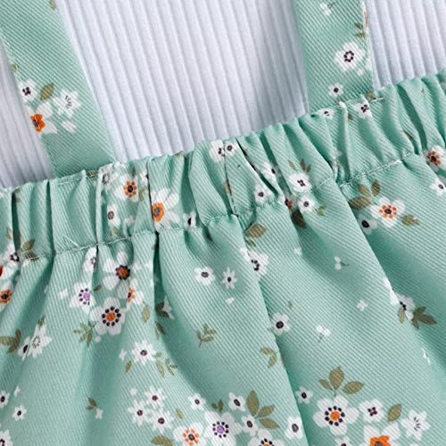 TMCSSYIE Baby Girlsr Cute Floral Pattern Outfit Sets sleeveless Tops Suspender Shorts + Bow Headband 2Pcs Summer Jumpsuit