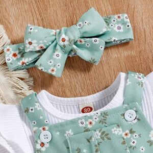 TMCSSYIE Baby Girlsr Cute Floral Pattern Outfit Sets sleeveless Tops Suspender Shorts + Bow Headband 2Pcs Summer Jumpsuit