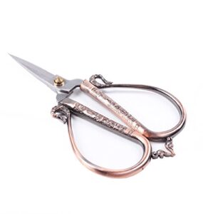 bihrtc 6.3 inches vintage style stainless steel auspicious clouds scissors sewing shears diy tools for needlework,embroidery, sewing, craft, art work & everyday use (copper)
