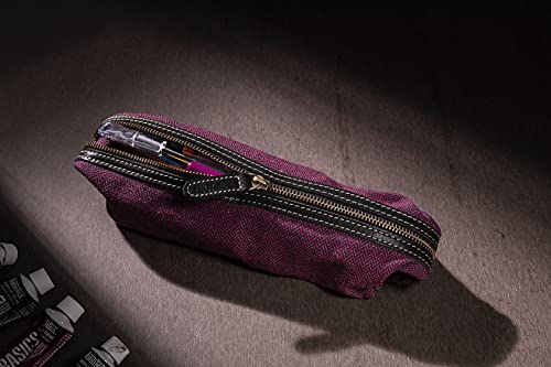 Alta Andina Pen & Pencil Case | Eco Pouch – Recycled Plastic Thread & Our Vegetable Tanned Leather | School & Office Supplies, Makeup, & Art Bag (Burgundy)