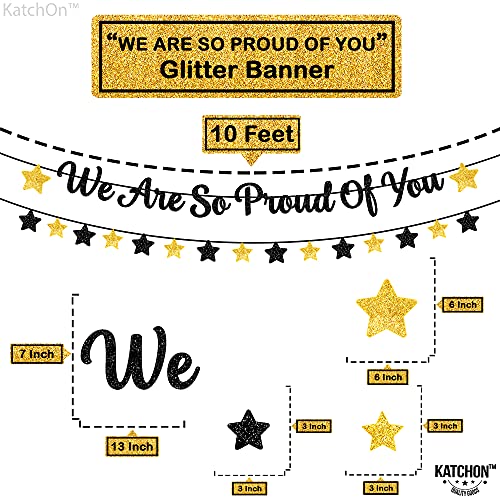 Glitter, We Are So Proud of You Banner - Large 10 Feet, No DIY | Graduation Banner for Black and Gold Graduation Party Decorations 2023 | Graduation Garland for Class of 2023 Graduation Decorations