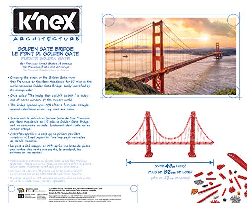 K'NEX Architecture: Golden Gate Bridge - Build IT Big - Collectible Building Set for Adults & Kids 9+ - New - 1,536 Pieces - Over 3 Feet Long - (Amazon Exclusive)