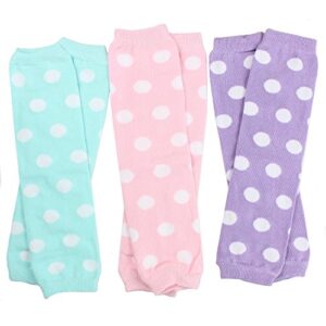 juDanzy 3 Pair Baby Girl Leg Warmers Aqua Polka Dot, Powder Pink Polka Dot, Lavender Polka Dot (Newborn)