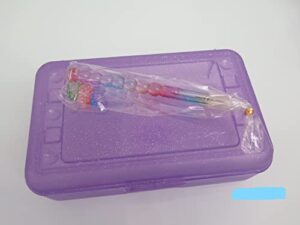romanoff products pencil box purple sparkle with rainbow pencil