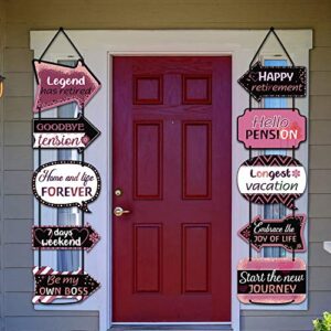 Retirement Party Decorations Happy Retirement Banner Hanging Decorations Retirement Theme Yard Sign Pink Retirement Decorations for Women, 10 Pieces Hanging Cards Decorating Kit