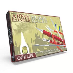 the army painter hobby tool kit – 7-piece plastic model kit tools for miniatures with green stuff & model glue – beginners model building kits, model kit accessories, model tool kit for plastic models
