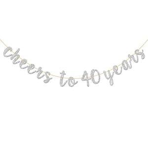 innoru glitter silver cheers to 40 years banner – 40th birthday sign bunting 40th marriage anniversary party bunting decoration
