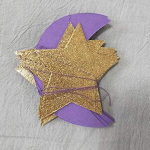 Purple Gold Birthday Party Decorations/Graduation 2023/Purple Gold 2pcs Moon and Star Garlands 1st Birthday Garland Love You to The Moon and Back Purple Gold Moon Star Baby Shower Decorations