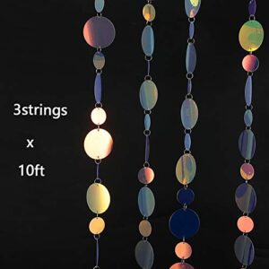 30ft Colorful Circle Dot Garlands Kit for Birthday Party Decorations Iridescent Hanging Streamer for Wedding/Bridal/Baby Shower/Fairy Princess/Winter Wonderland/Theme Christmas Party Supplies