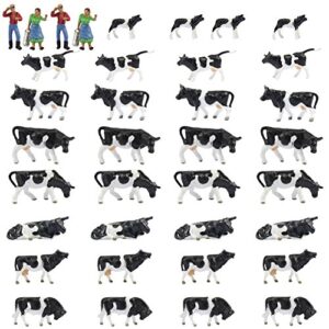 Farm Animals Figure Set,AN8704 36PCS 1:87 Well Painted Model Cows and Figures for HO Scale Model Train Scenery Layout Miniature Landscape New