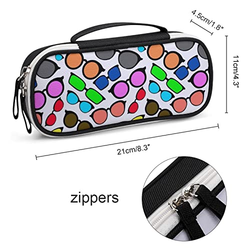 Colorful Sunglasses PU Leather Pen Pencil Bag Organizer Portable Makeup Carry Case Storage Handbag