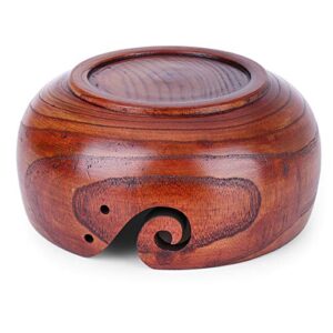 Yarn Bowl, Wooden Knitting Bowl-Large for Knitting and Crocheting, Wood Yarn Holder