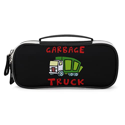 I Love Garbage Trucks PU Leather Pen Pencil Bag Organizer Portable Makeup Carry Case Storage Handbag