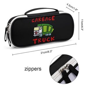 I Love Garbage Trucks PU Leather Pen Pencil Bag Organizer Portable Makeup Carry Case Storage Handbag