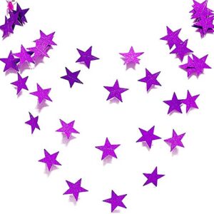 lacheln star party decorations birthday baby shower christmas hanging paper garland (glitter purple,26 feet)