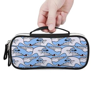 Flying Swan PU Leather Pen Pencil Bag Organizer Portable Makeup Carry Case Storage Handbag