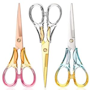 3 pcs gradient color acrylic scissors stylish gold craft scissors with handle stainless steel scissors for office multipurpose sewing scissors paper cutting tool stationery desk accessories for home