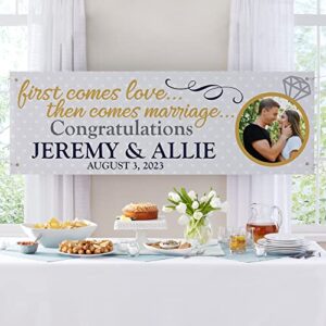 Let's Make Memories Personalized Engagement Celebration Photo Banner - Engagement Party Décor