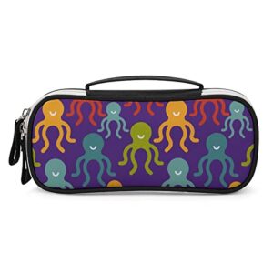 colorful octopus pattern pu leather pen pencil bag organizer portable makeup carry case storage handbag