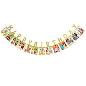 yami cocu happy birthday photo banner for 60th birthday party decorations picture bunting gold