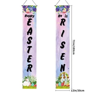 Happy Easter Decorations He Is Risen Font Porch Welcome Sign He Is Disen Banner Christian Cross Resurrection Easter Decorations for Home Party