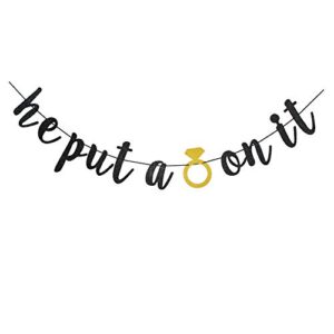 he put a ring on it banner, bridal shower/bachelorette/wedding engagement party sign supplies decorations